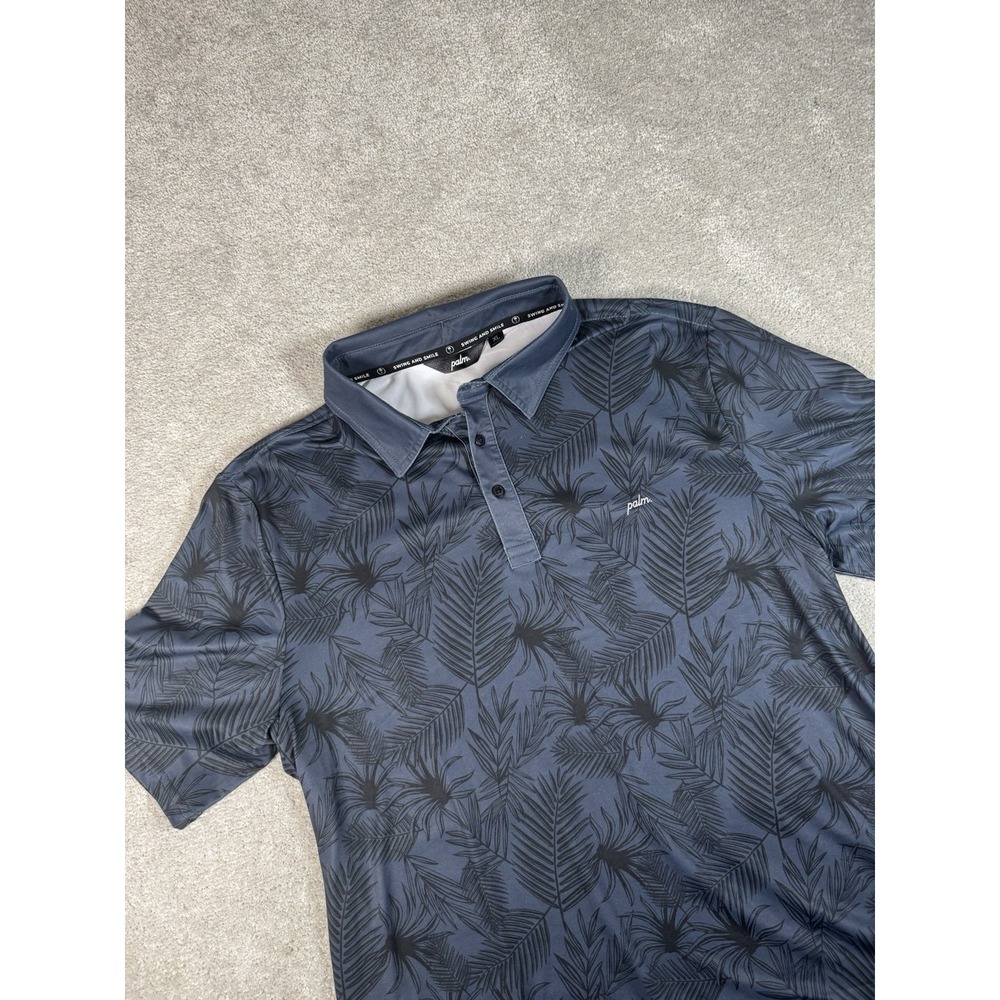 Palm‎ Performance Polo Men XL Blue Black Performance Golf Palms All Over print